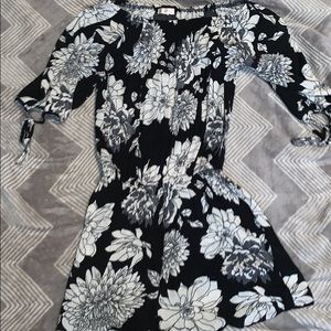 Black & white floral print romper